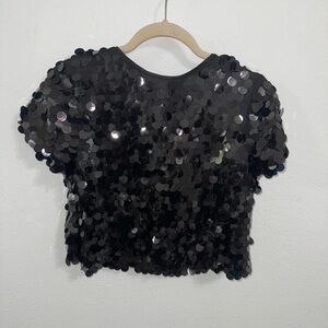 NWT Rachel Zoe Black Sequin Crop Top